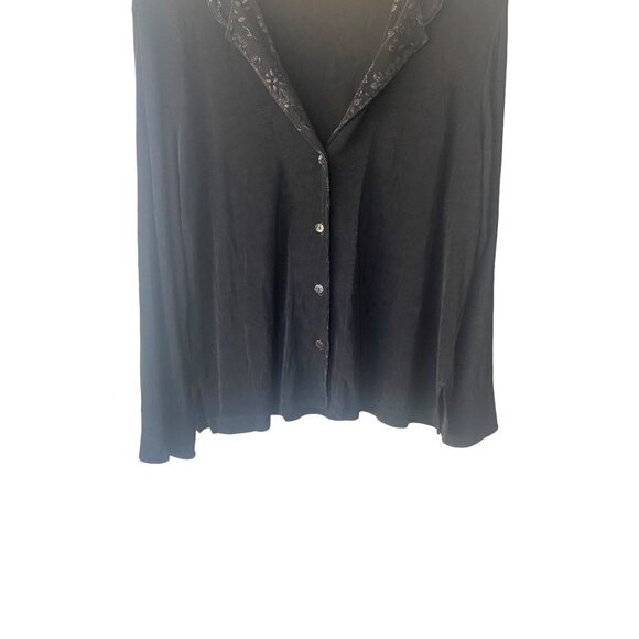 Chicos Travelers Cardigan Slinky Jacket Size 3/XL Black Fancy Collar Button - Picture 3 of 7
